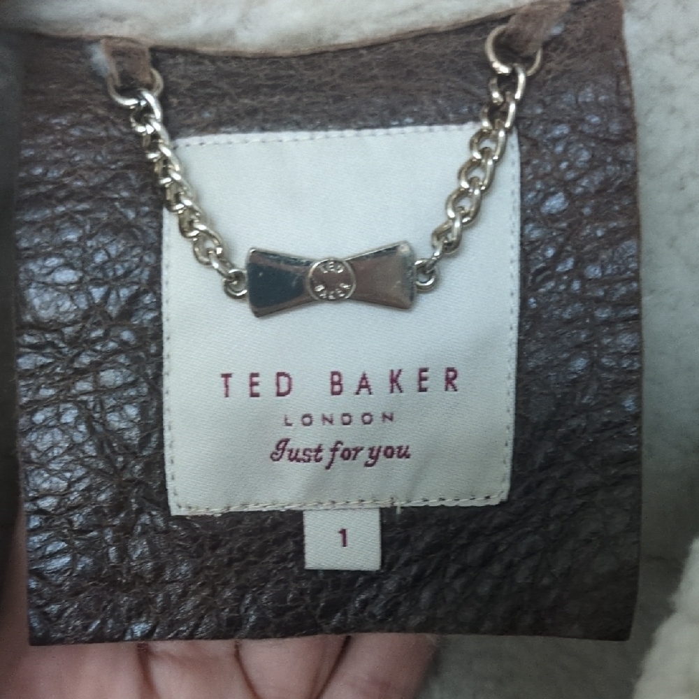 Ted Baker Brown Leather Jacket with Shearling - image 2